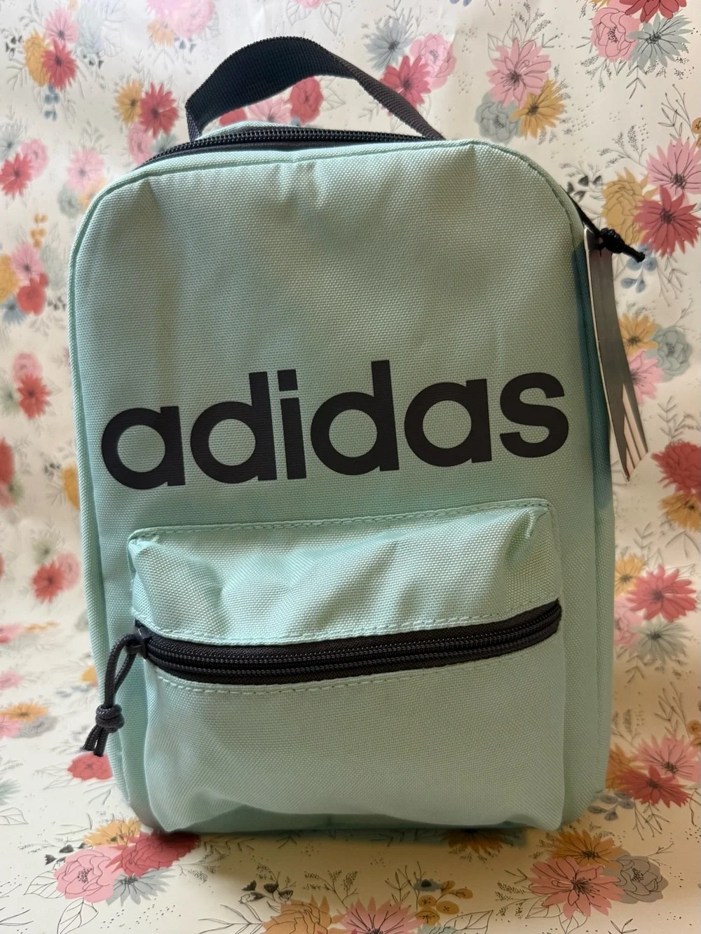 adidas Mint Green Mini Lunch Tote with Front Zip Pocket